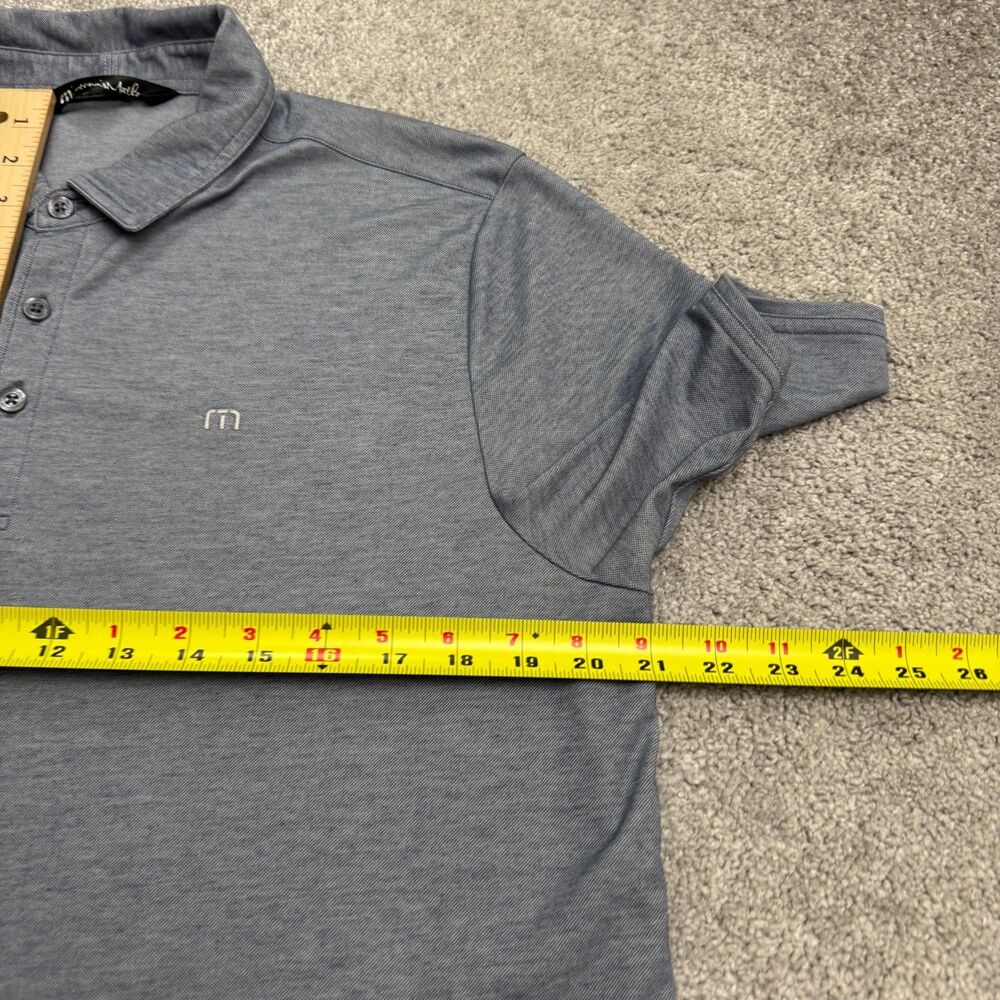 Travis Mathew Cotton Blend Polo Shirt Mens Medium Heathered Blue Golf Preppy Top - Picture 13 of 14